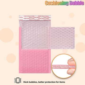 4x8 Inch Bubble Mailers 50 Pack, Self-Seal Poly Padded Envelope, Waterproof Shipping Bags for Small Business, Light Pink