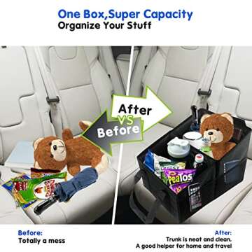 Boczif Car Seat Organizer, Car Storage Organizer for Front, Back, Passenger Seats, Truck and Van, Automotive Organizer Waterproof, Durable Foldable Cargo Net Storage for Travel and Mobile Office