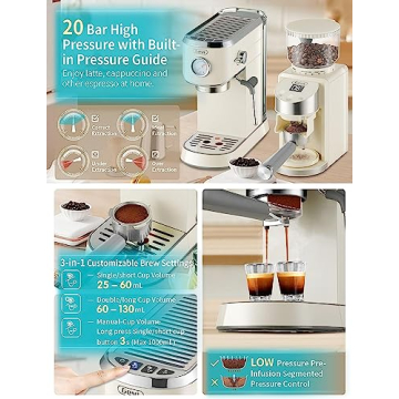 Compact Gevi 20 Bar Espresso Machine with Grinder