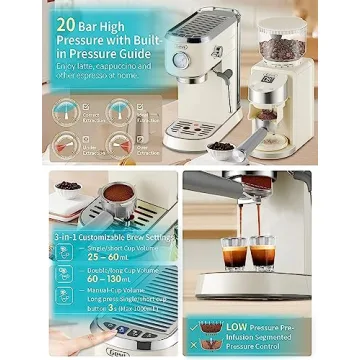 Compact Gevi 20 Bar Espresso Machine with Grinder