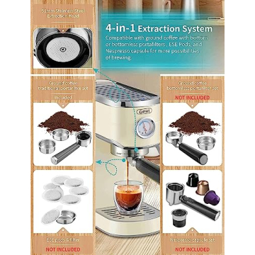 Compact Gevi 20 Bar Espresso Machine with Grinder