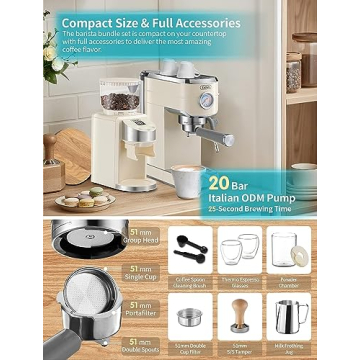 Compact Gevi 20 Bar Espresso Machine with Grinder