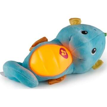 Fisher-Price Baby Musical Toy Soothe & Glow Seahorse, Blue Plush Sound Machine with Lights for Developmental Play Newborns 0+ Months