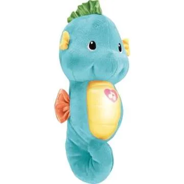 Fisher-Price Baby Musical Toy Soothe & Glow Seahorse, Blue Plush Sound Machine with Lights for Developmental Play Newborns 0+ Months