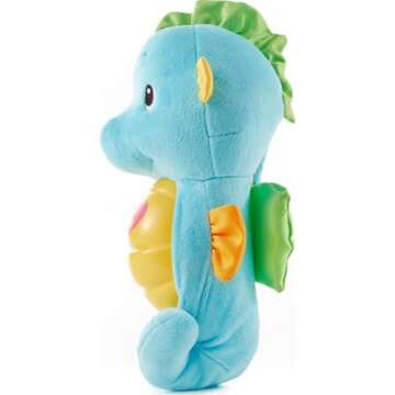 Fisher-Price Baby Musical Toy Soothe & Glow Seahorse, Blue Plush Sound Machine with Lights for Developmental Play Newborns 0+ Months