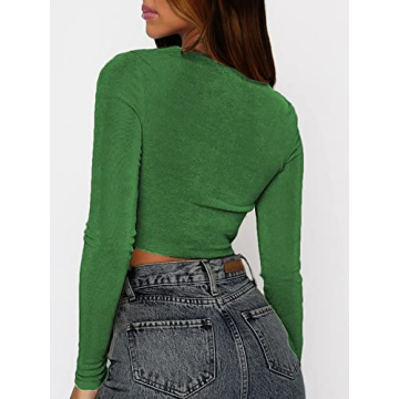 SOFIA'S CHOICE Stylish V Neck Knot Front Crop Top