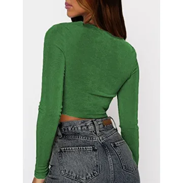 SOFIA'S CHOICE Stylish V Neck Knot Front Crop Top