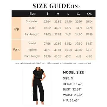 PRETTYGARDEN Women's Summer 2 Piece Outfits Casual Tracksuit Short Sleeve Button Down Shirts Long Pant Lounge Sets 2024(Solid Black,Medium)