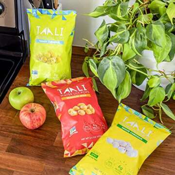 Taali 4-Flavor Variety Water Lily Pops (4-Pack) - Roasted Fox Nuts Makhana Snack | Crunchy Indian Healthy Snacks | Protein-rich, Gluten Free, Non GMO | 2.3 oz Multi-Serve Bags