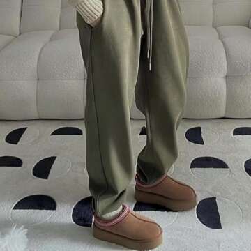 Yrefdmo Women's Slippers Platform Mini Boots for Women Indoor Slippers Slip on Fur Fleece Lined Suede Short Ankle Boots (Brown, Adult, Women, 7.5, Numeric, US Footwear Size System, Medium)