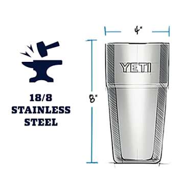 YETI Rambler 26 oz Stackable Cup, Vacuum Insulated, Stainless Steel with No Lid, Black