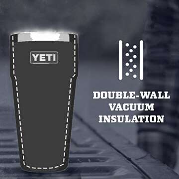 YETI Rambler 26 oz Stackable Cup, Vacuum Insulated, Stainless Steel with No Lid, Black