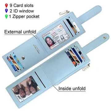 Badiya RFID Card Holder Wallet for Women Slim Wallets Bifold Multi Card Case Zipper Coin Purse