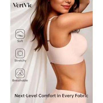 Vertvie Womens Seamless Bras No Underwire Supportive Wireless Push Up Full Coverage Bralette Comfort Scalloped T-Shirt Bra(Skin,XX-Large)