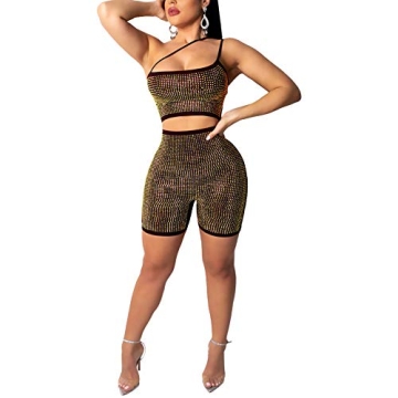 Gold Sequins Bodycon Jumpsuit for Women's Night Out