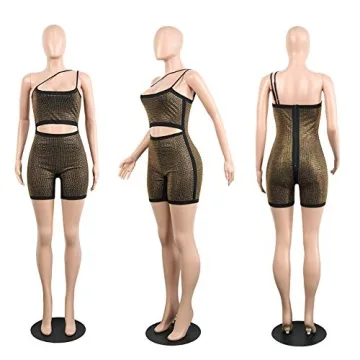 Gold Sequins Bodycon Jumpsuit for Women's Night Out