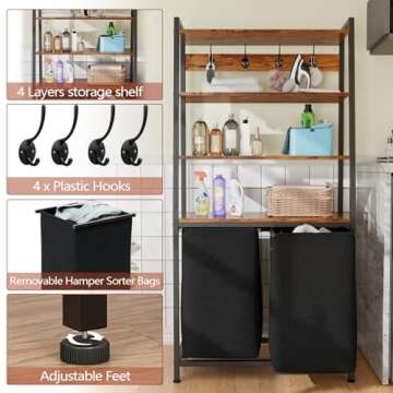 Furnulem 4 Tiers Stylish Laundry Hamper with Shelf