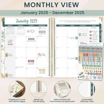 bloom daily planners 2025 Hardcover Calendar Year Goal & Vision Planner (January 2025 - December 202...
