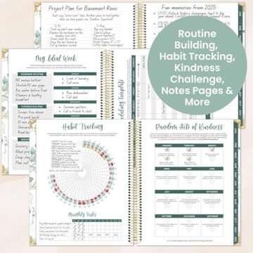 bloom daily planners 2025 Hardcover Calendar Year Goal & Vision Planner (January 2025 - December 2025) - Monthly/Weekly Column View Agenda Organizer - 7.5" x 9" - Eucalyptus, White