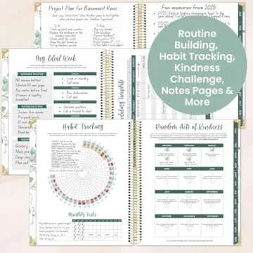 bloom daily planners 2025 Hardcover Calendar Year Goal & Vision Planner (January 2025 - December 2025) - Monthly/Weekly Column View Agenda Organizer - 7.5" x 9" - Eucalyptus, White