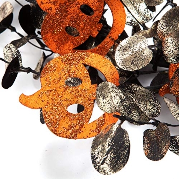 18 Inch Halloween Wreath with Pumpkins and Glitter