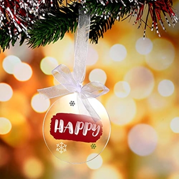 25 Pieces Clear Acrylic Christmas Ornaments Blank Round Christmas Acrylic Ornaments for DIY Craft Christmas Hanging Ornaments for Home Christmas Tree Decoration Hanging Xmas Day Decorations Supplies