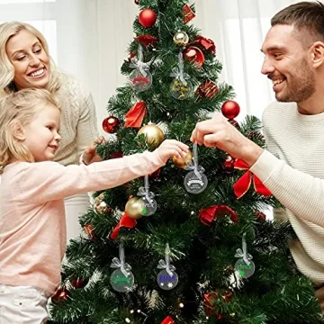 25 Pieces Clear Acrylic Christmas Ornaments Blank Round Christmas Acrylic Ornaments for DIY Craft Christmas Hanging Ornaments for Home Christmas Tree Decoration Hanging Xmas Day Decorations Supplies