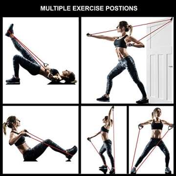 Fitness Band with Handles & Door Anchor | Resistance Tube for Strength Training & Physiotherapy | Free Exercise Guide (#2 Red (Medium))