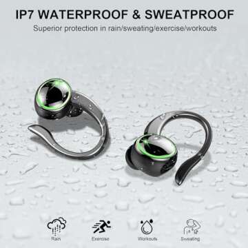 Bluetooth 5.4 Wireless Earbuds with 60H Playback and IP7 Waterproof