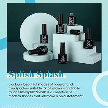 Beetles Blue Gel Nail Polish, 6 Colors Baby Bule Tropical Blue Summer Sky Gel Polish Kit Soak Off Uv LED Lamp Summer Gel Nail Polish Manicure Nail Art DIY Home Salon Gifts for Women Girls