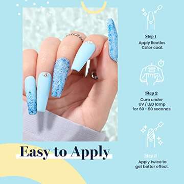Beetles Blue Gel Nail Polish, 6 Colors Baby Bule Tropical Blue Summer Sky Gel Polish Kit Soak Off Uv LED Lamp Summer Gel Nail Polish Manicure Nail Art DIY Home Salon Gifts for Women Girls