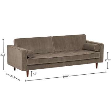 Amazon Brand – Rivet Aiden Mid-Century Modern Sofa Couch (86.6"W) - Otter Gray