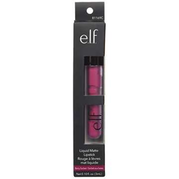 e.l.f. Cosmetics Liquid Matte Lipstick, Highly Pigmented, Quick Drying & Smudge Proof, Nourish & Soften, Diamond-Shaped Wand, Berry Sorbet