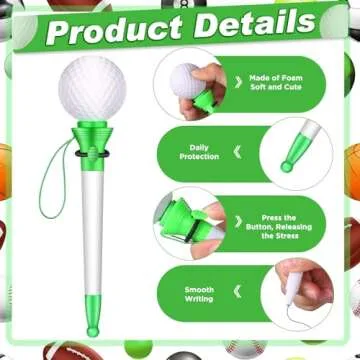 Lincia 24 Pcs Sport Funny Pen Hoop Ballpoint Pen Novelty Pen Bulk Plastic Sports Soccer Basketball Baseball Football Tennis Themed Pen for Birthday Party School Award Party Favor Supplies(Golf)