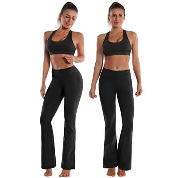 BUBBLELIME 29"/31"/33"/35" 4 Styles Women's Bootcut Yoga Pants Tummy Control - Basic Bootleg_Black S...