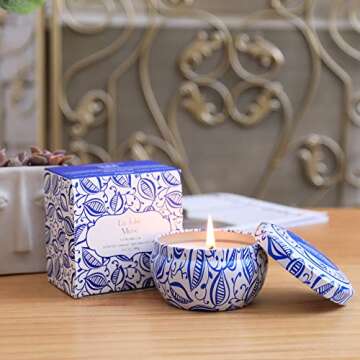 LA JOLIE MUSE Citronella Candle Outdoor - Scented Natural Soy Wax Candle Travel Tin Indoor Gift, 6.5 oz