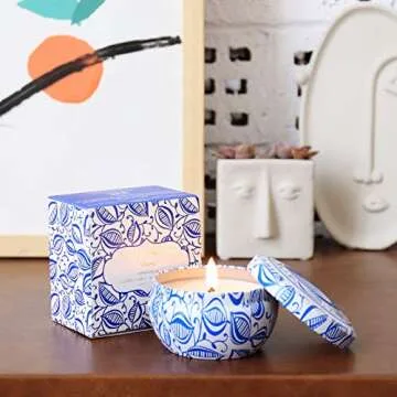 LA JOLIE MUSE Citronella Candle Outdoor - Scented Natural Soy Wax Candle Travel Tin Indoor Gift, 6.5 oz