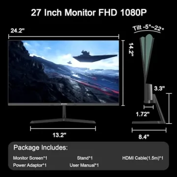 SANSUI 27" IPS 100Hz Full HD Monitor with HDMI Cable