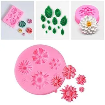 8 Pack Fondant Silicone Molds for Cake Decorating and Crafts