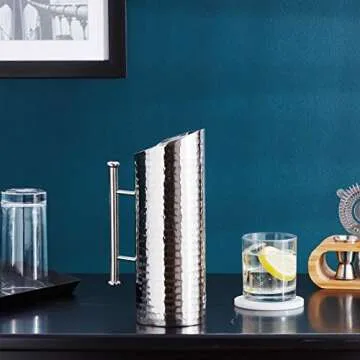 Hammered Stainless Steel Pitcher - 60-Ounce Elegance