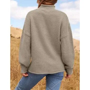 ZESICA Women's Oversized Turtleneck Sweater in Camel