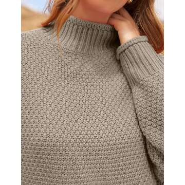 ZESICA Women's Turtleneck Batwing Sleeve Loose Oversized Chunky Knitted Pullover Sweater Jumper Tops,Camel,Medium