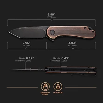 CIVIVI Flipper Knife with D2 Steel Blade and Copper Handle