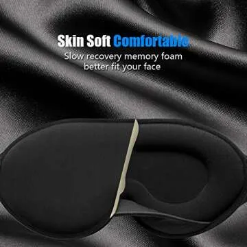 Sleep Mask for Men Women, Soft Comfort Eye Mask for Sleeping, 3D Contoured No Pressure Blindfold, Adjustable Sleeping Mask, Light Blocking Eye Shade Cover for Nap, Travel, Insomnia