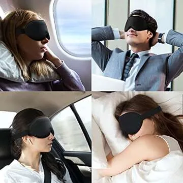 Sleep Mask for Men Women, Soft Comfort Eye Mask for Sleeping, 3D Contoured No Pressure Blindfold, Adjustable Sleeping Mask, Light Blocking Eye Shade Cover for Nap, Travel, Insomnia