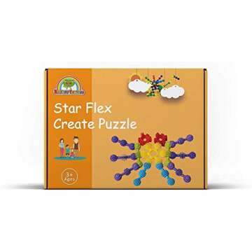 RAINBOW TOYFROG Star Flex STEM Building Toys - 70 Connector Blocks for Kids with Tote - Kindergarten...