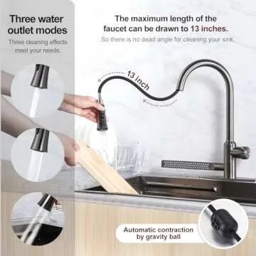 Elegant Brushed Nickel Kitchen Faucet with Pull-Down Sprayer