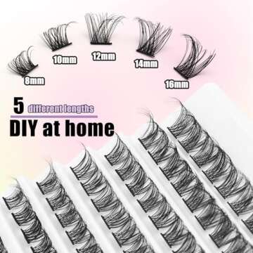 Veleasha DIY Lash Extension Kit 120PCS D Curl Lash Clusters with Waterproof Lash Bond and Seal, Lash Tweezers Eyelash Extensions Kit Soft DIY Cluster Eyelash Extensions Kit at Home (B10,8-16MM,Kit)