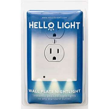 Hello Light 3 Pack - Wall Plate Night Light LED Night Lights Built Into Electrical Outlet Wall Plates - Turn NightLight On/Off Automatically (Duplex, White)