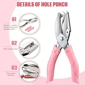 Honoson Punch Card and 100 Pieces Reward Punch Card, Handheld Kit, Single-Hole Paper Metal Piercer with Soft Grip, Home Office Supplies, Clothing Ticket Scrapbook Piercer Tool(Elegant)